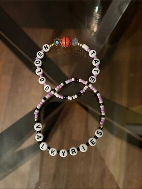 WNBA Golden State  Beaded Bracelets - Purple, Black & White